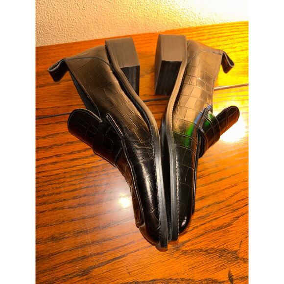 Zara Black Croc-Embossed Penny Loafers – Size 39 / 9 – Chic, Sassy & Polished! - Picture 5 of 11